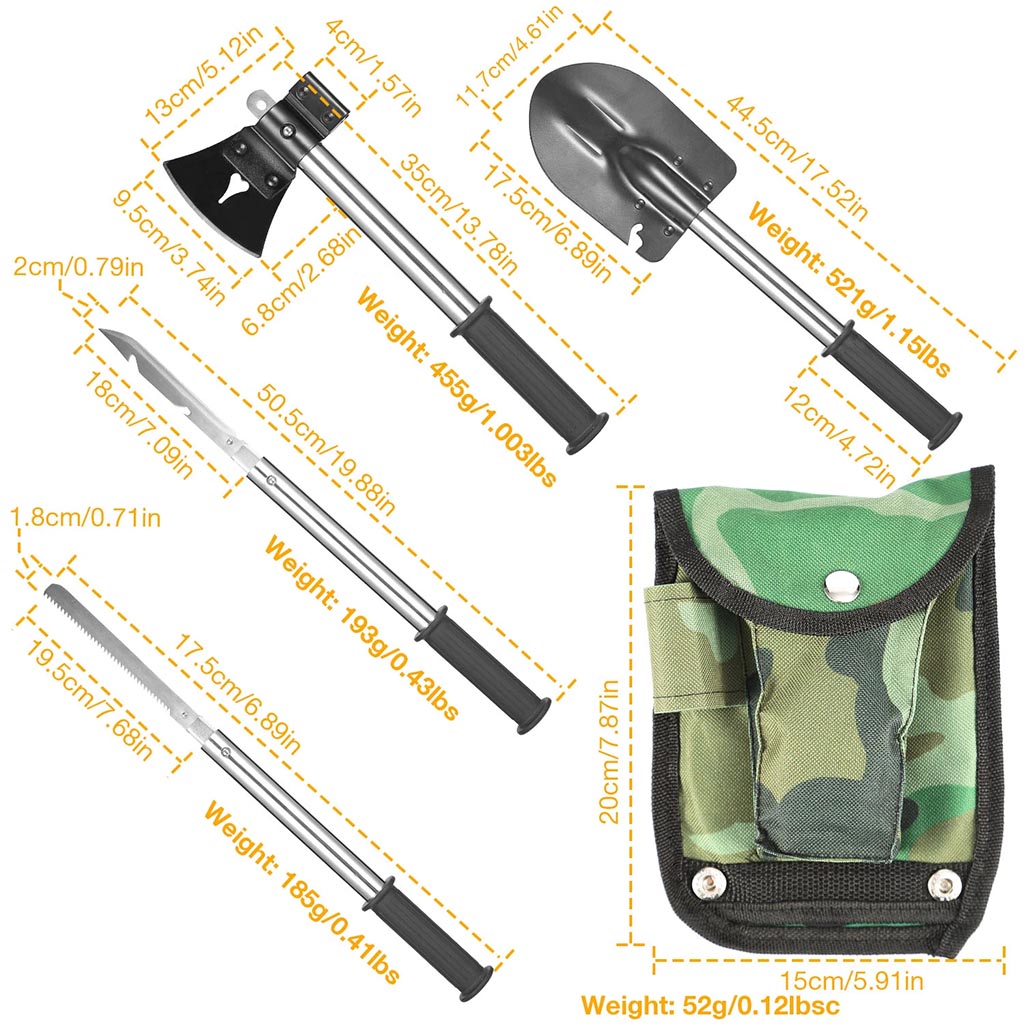 Multi Tool Survival Axe Kit dimensions