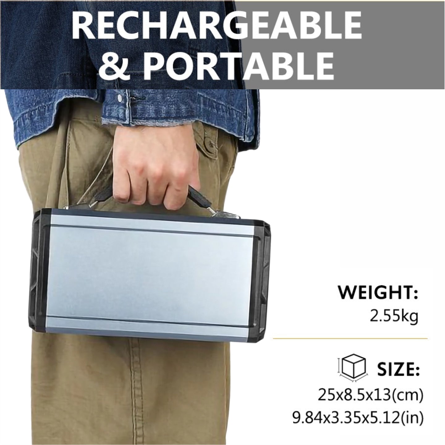 Flashfish G300 rechargeable and portable weight 2.55kg size 25x8.5x13cm 9.84x3.35x5.12in