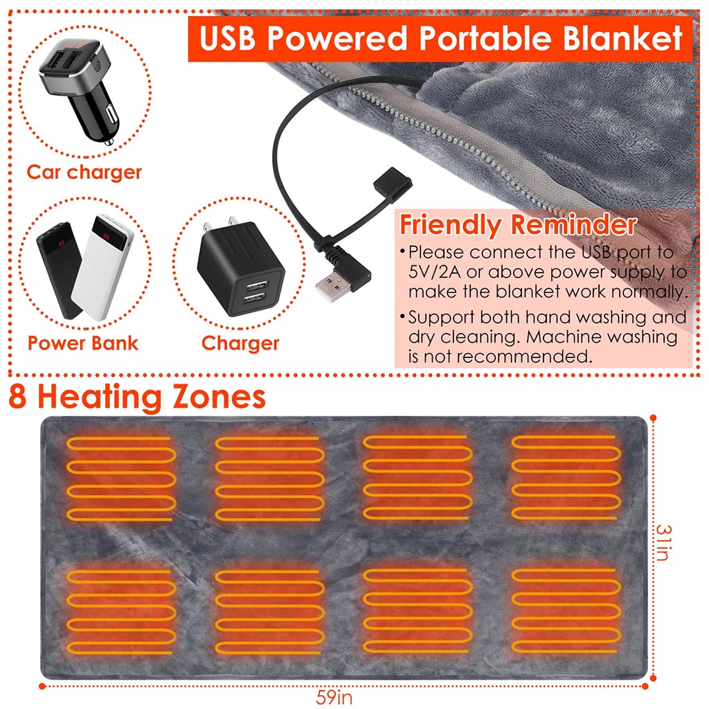 USB Heated Blanket <h2>Electric Poncho Shawl Wrap</h2>